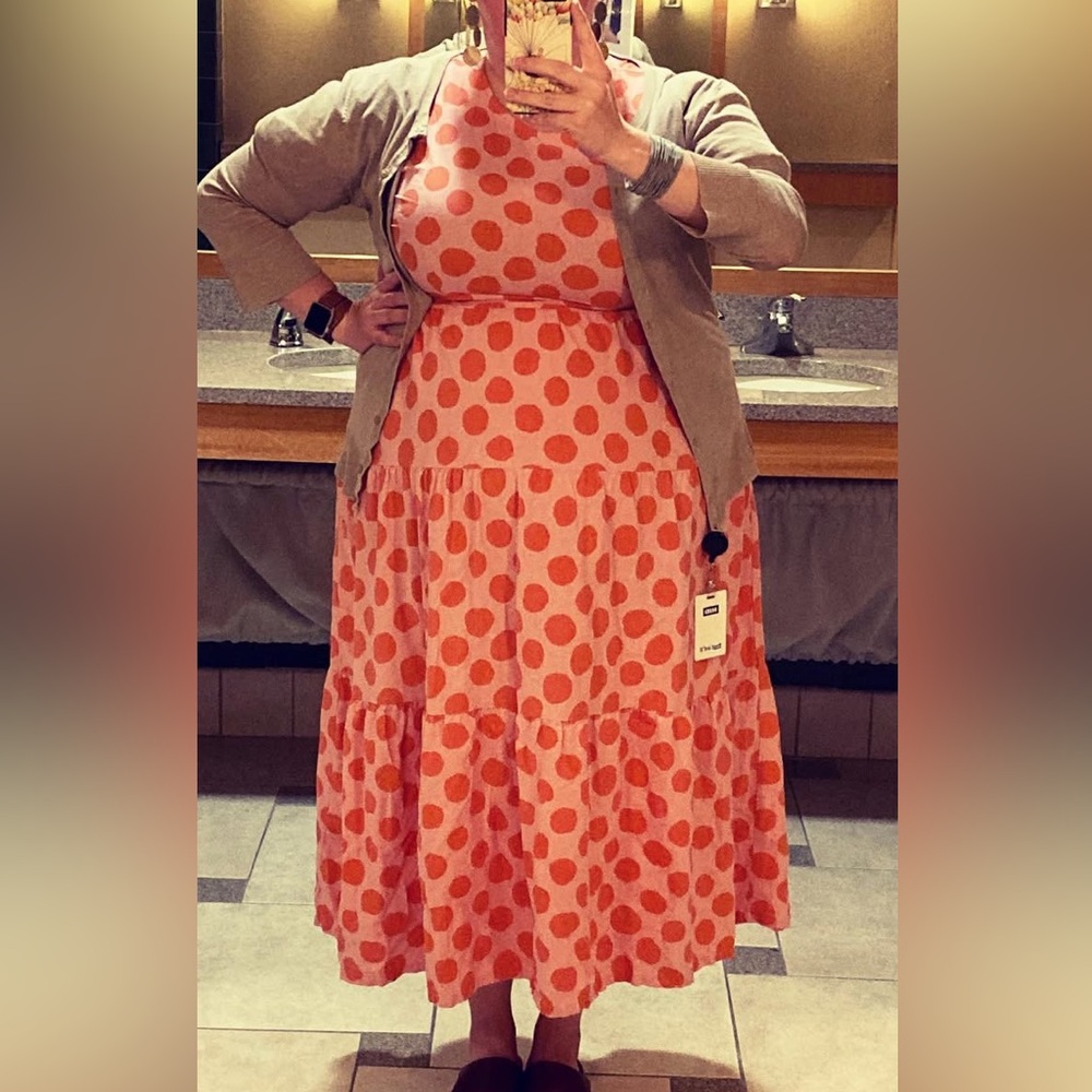 Pink and Orange Polka Dot Dress XXL